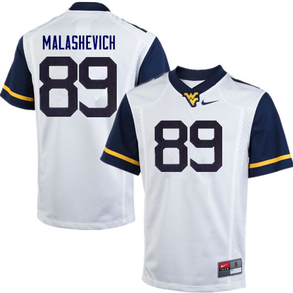NCAA Men's Graeson Malashevich West Virginia Mountaineers White #89 Nike Stitched Football College Authentic Jersey EQ23I47DE